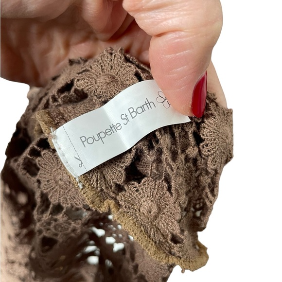 Poupette St Barth | Floral Lace Crochet Maxi Dress Coverup in Brown OS - Picture 5 of 9